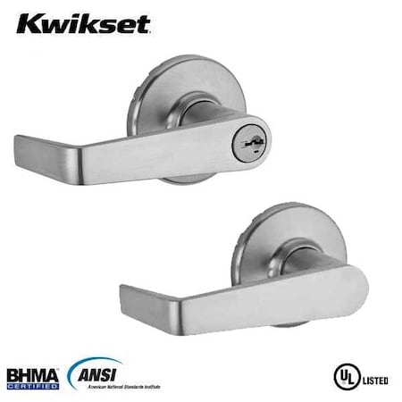 Kwikset Carson Grade 3 Storeroom commercial lever / Satin Chrome/ with SmartKey Technology KWS-439CNL-SMT-UL-26D